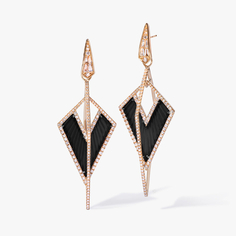 Kite 18ct Yellow Gold Black Onyx & Diamond Earrings | Annoushka jewelley